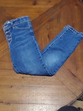 Kids High-Rise Blue Button-Front Denim Jeans